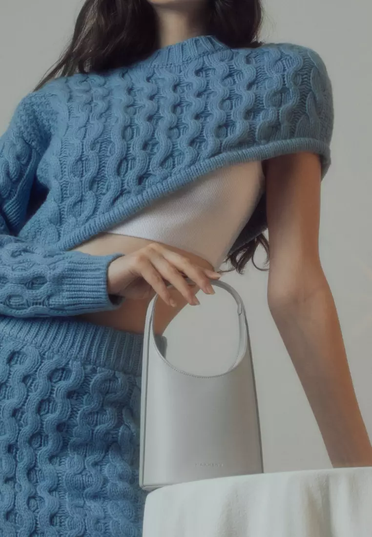 TIN Vegan Leather Crossbody Bag Light Gray