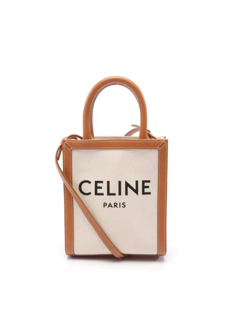 CELINE Coated Canvas Small Boston in Triomphe 2Way Hand Bag Beige/Brown