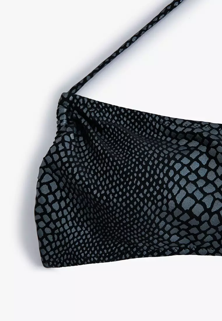 蛇紋印花掛頸比堅尼上衣