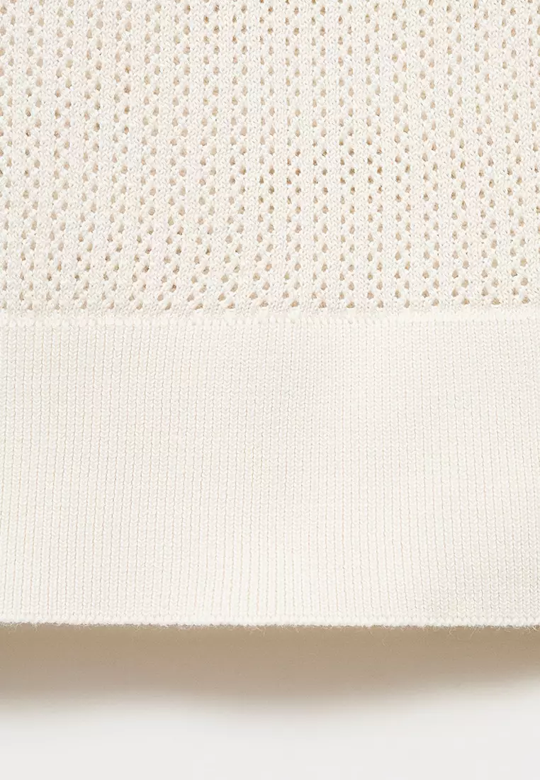 Openwork Knitted Cotton Polo Shirt