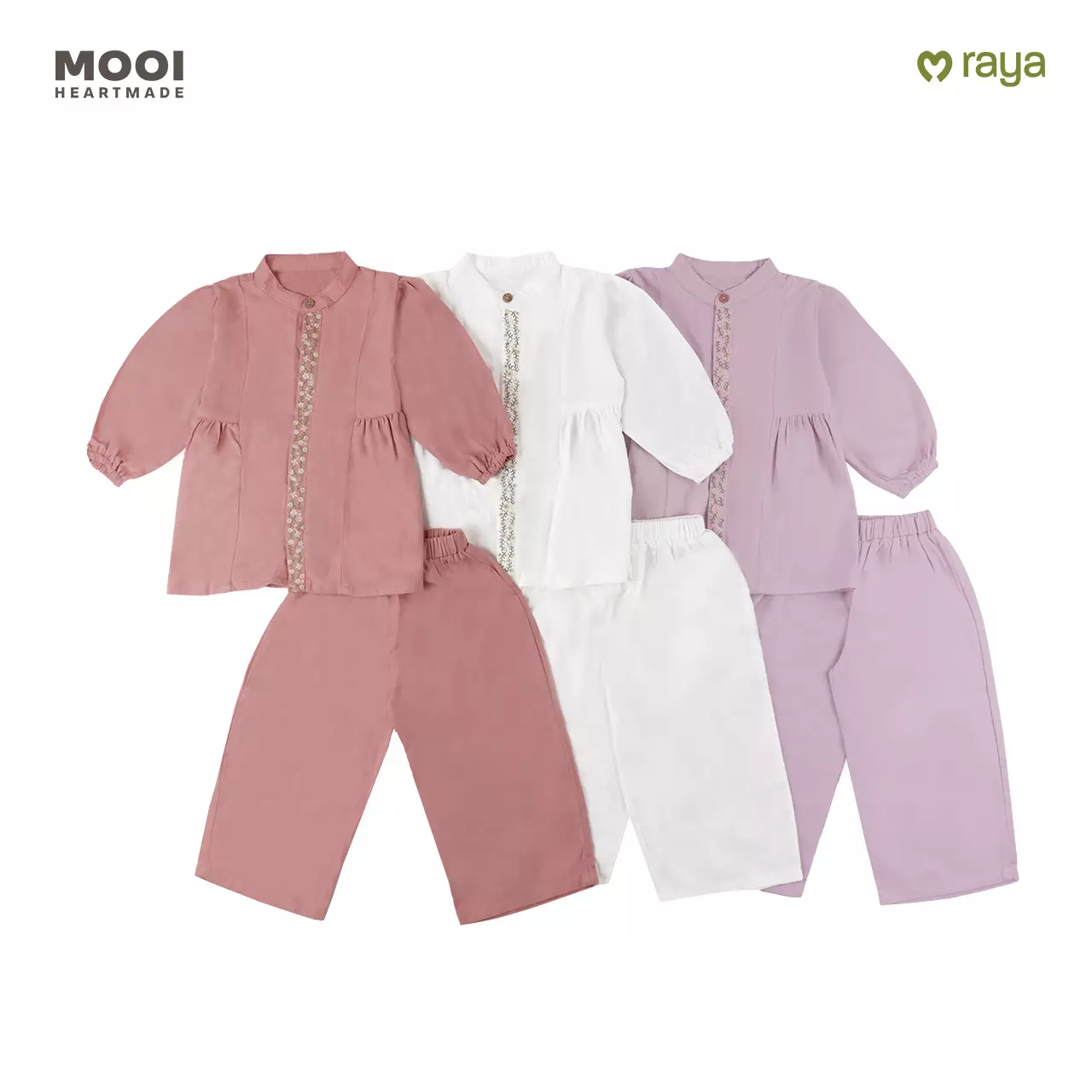 Mooi Setelan Anak Perempuan Hajna Tunik Set - Pink Rose