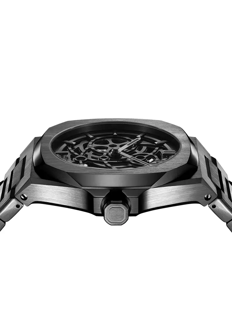 Gun Metal Skeleton Bracelet Watch, 41.5 mm