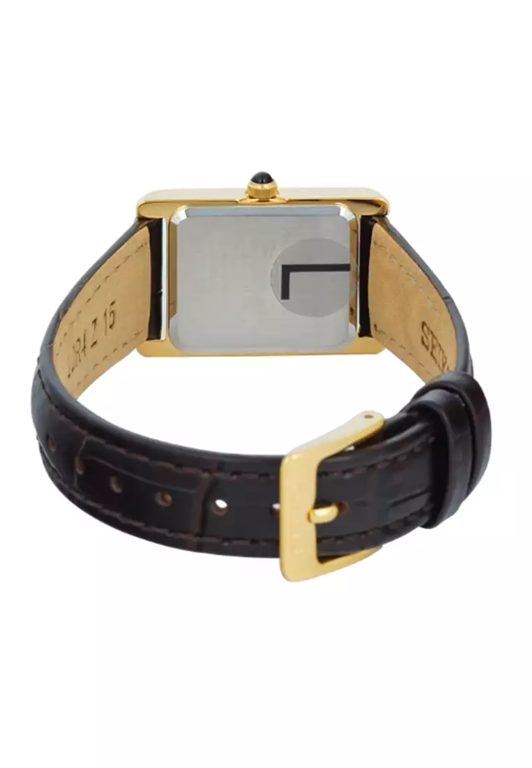 Jam Tangan Wanita Seiko Classic SWR110P1 SWR110P1X1 Strap Leather Dark Brown Color Women Gold Dial Original Garansi Resmi
