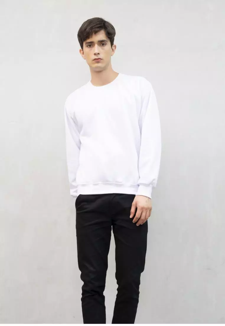 sweater basic lengan panjang baju sweater tebal putih