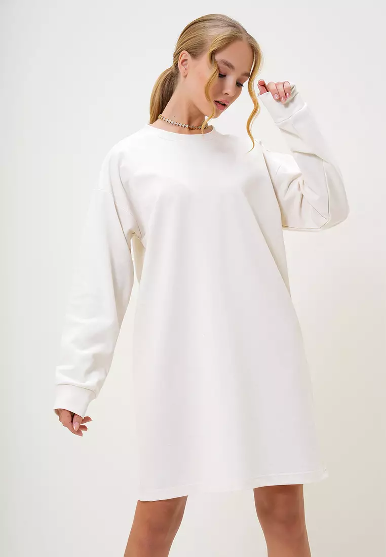 Crew Neck Sweatshirt Dress