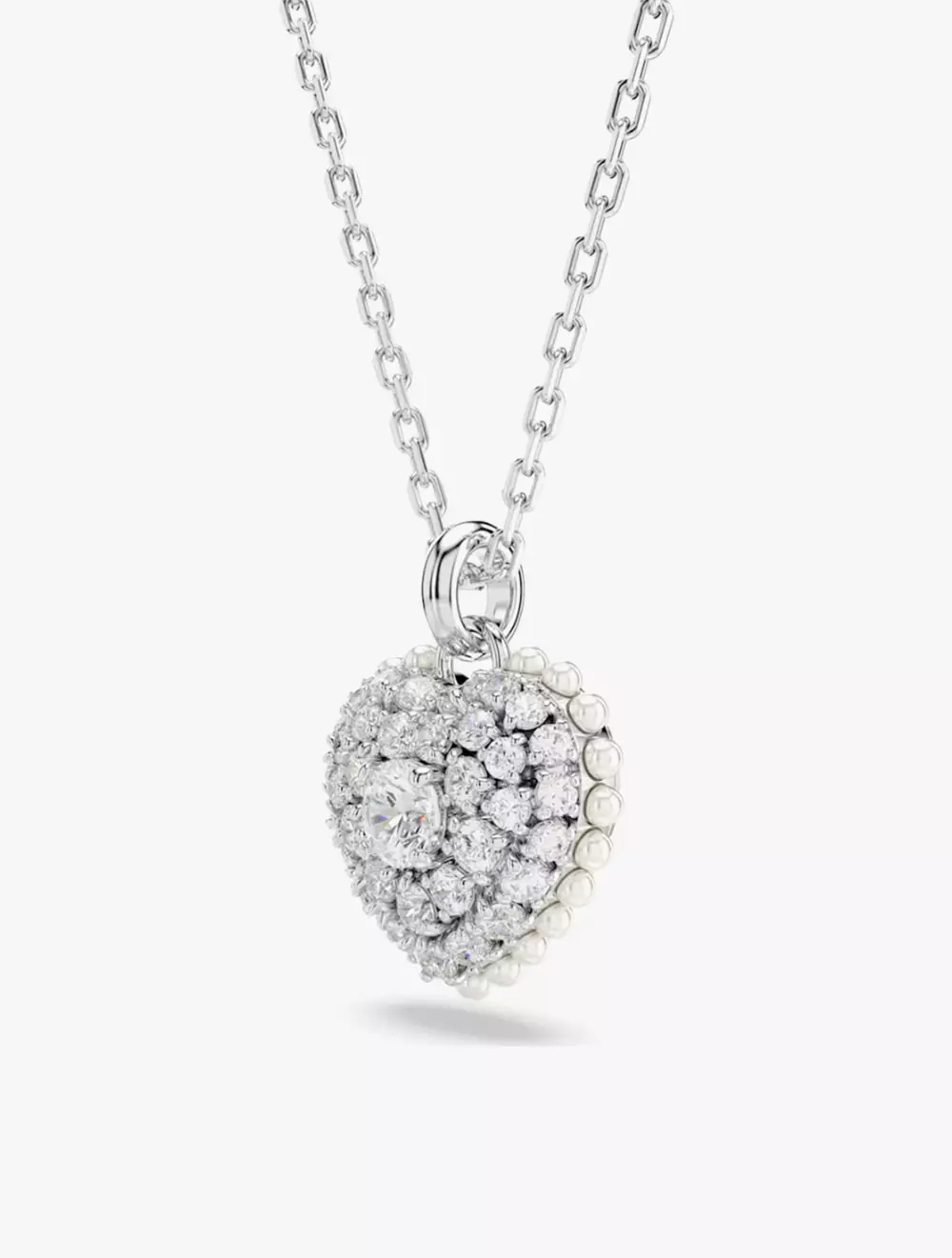 Hyperbola Set, Heart, White, Rhodium Plated - White
