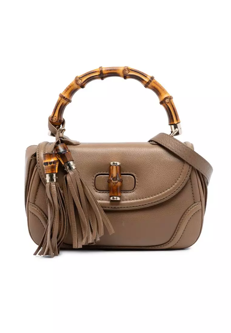 Pre-Loved Gucci Medium Calfskin New Bamboo Top Handle Bag