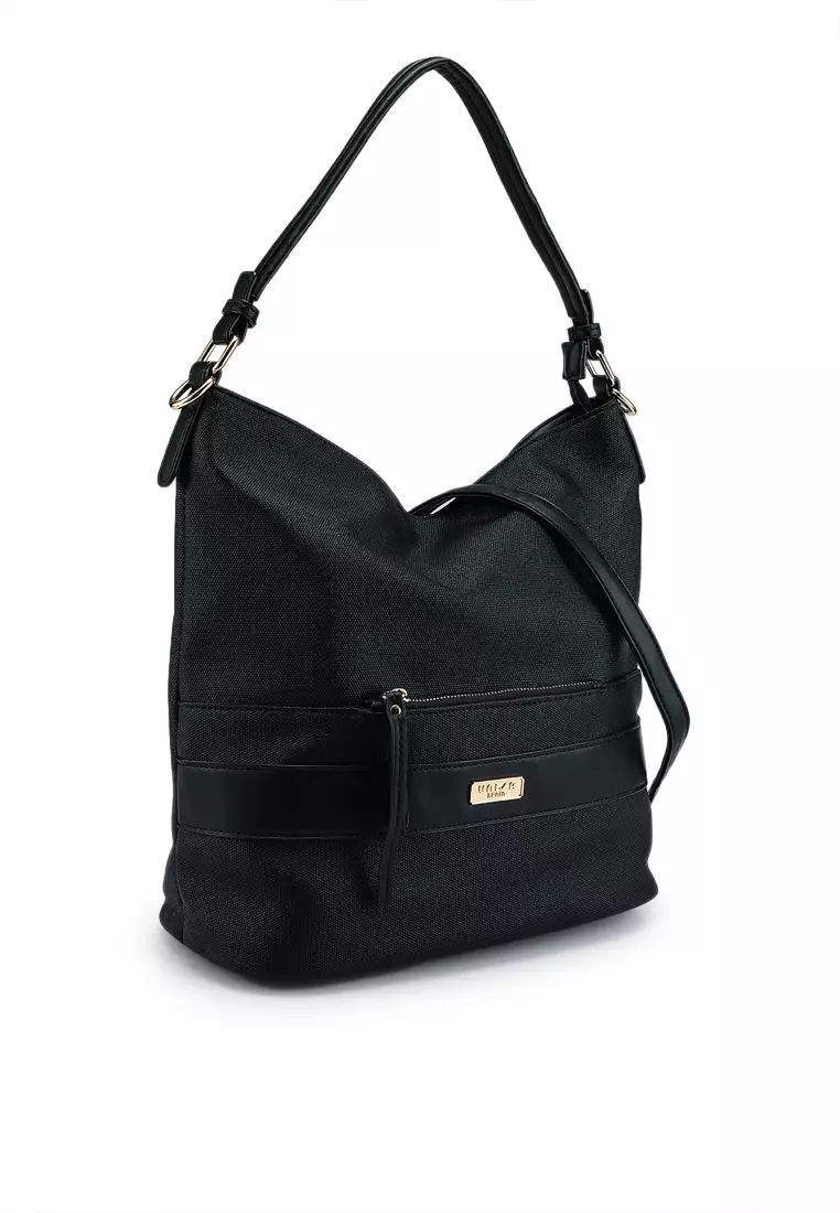 Duo-Texture Convertible Hobo Bag