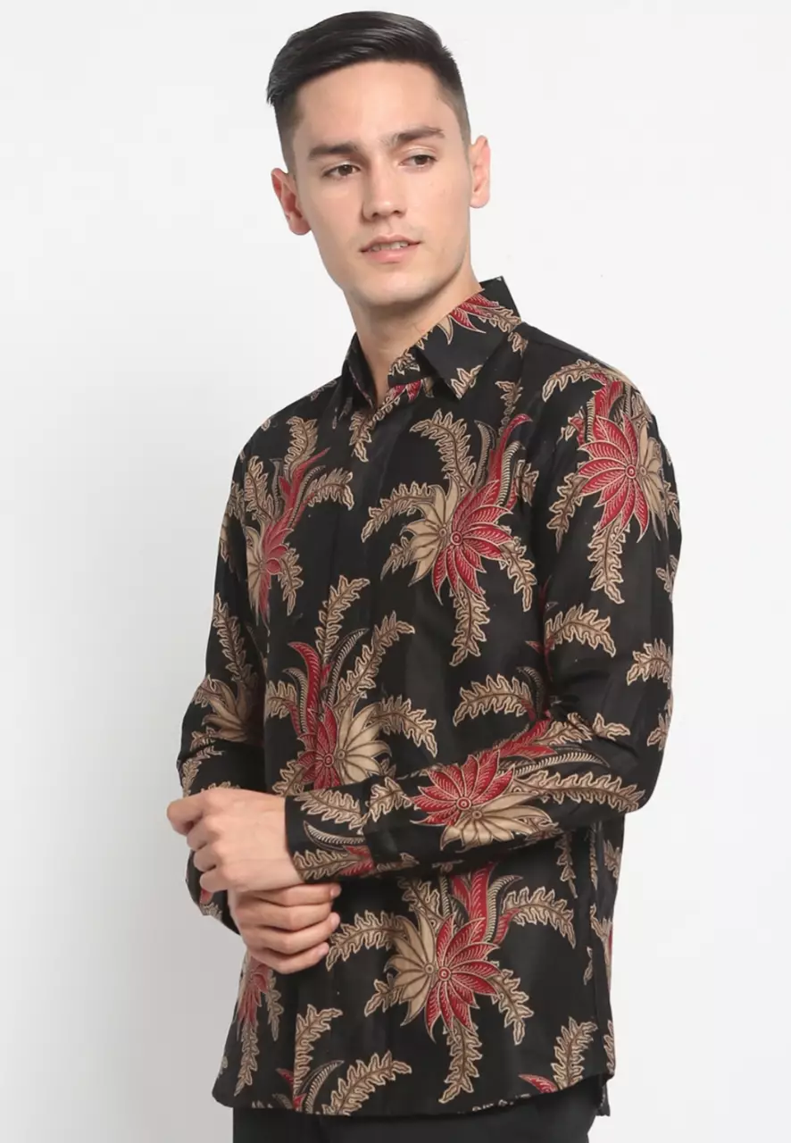 Kanwa Maron Kemeja Batik Pria Premium Slimfit Modern Lengan Panjang