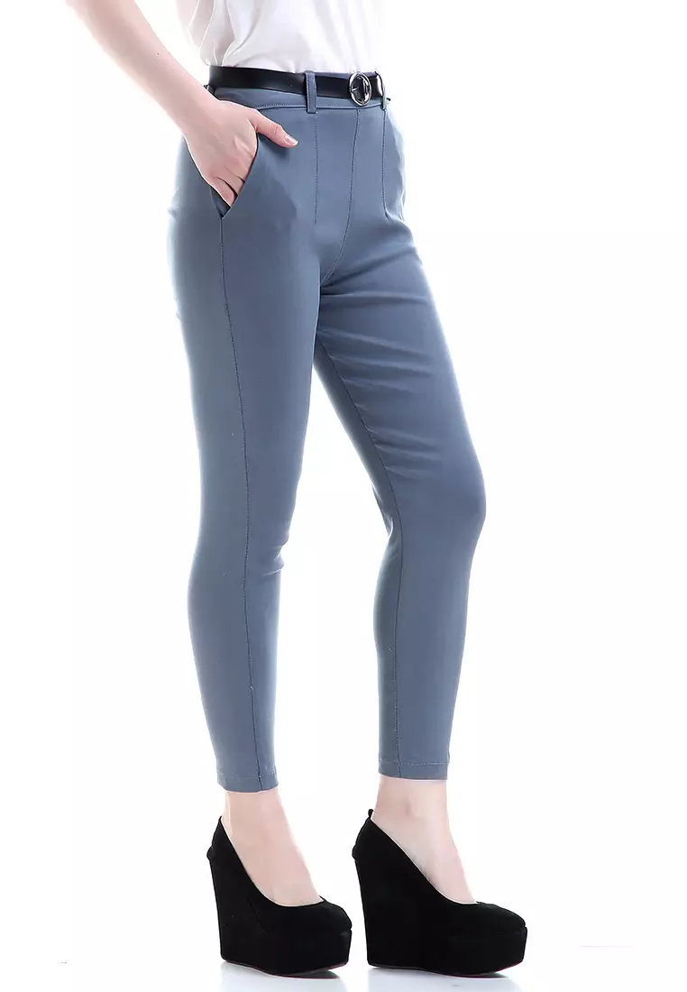 Hazel Celana Chino Wanita Bawahan Kasual Baggy Pants Woman - Light Grey