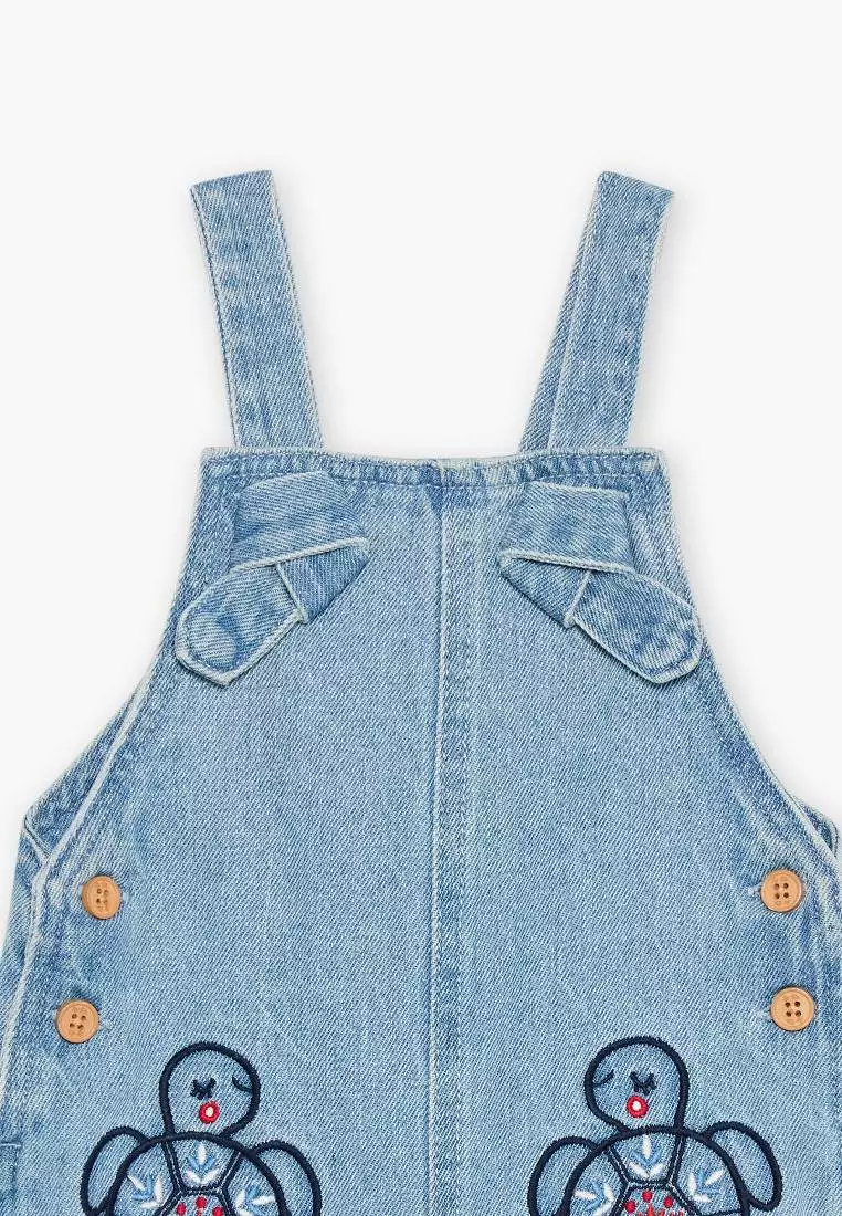 Denim Romper with embroidery