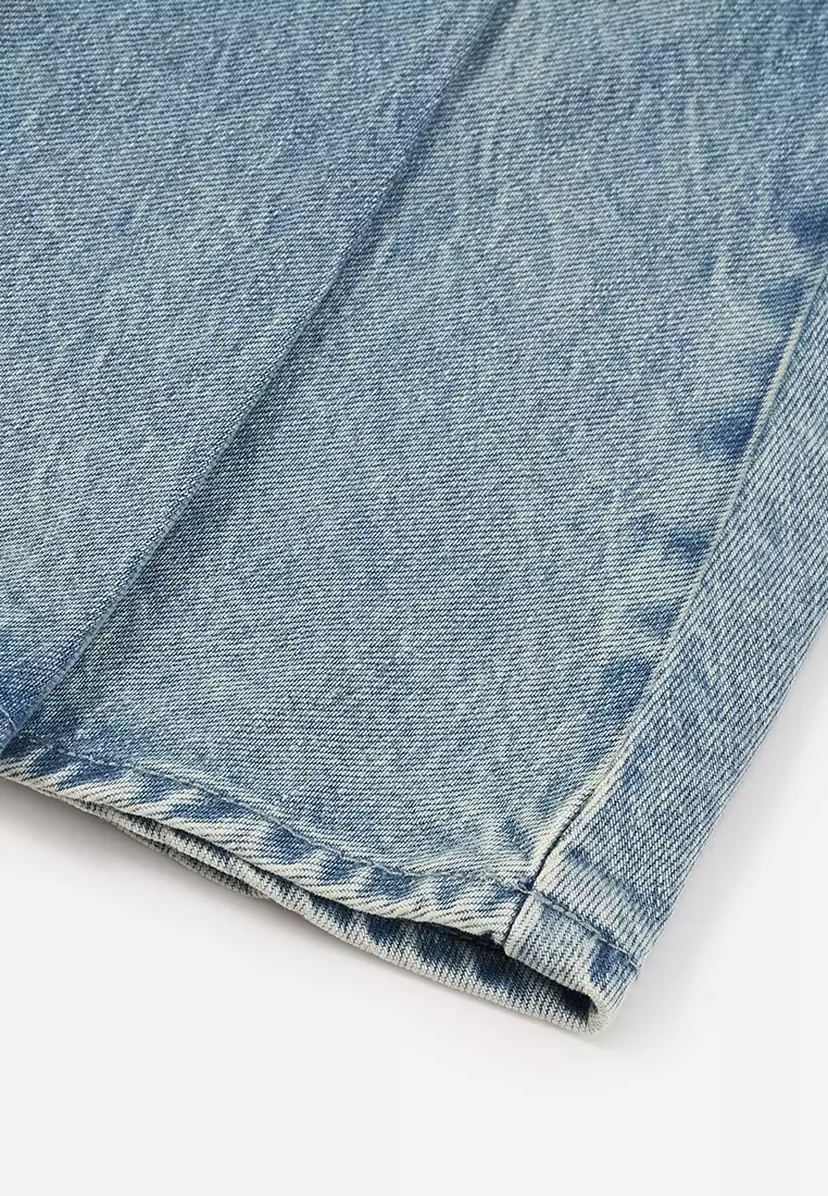 女裝刺繡鳶尾花 LOGO 牛仔短裙