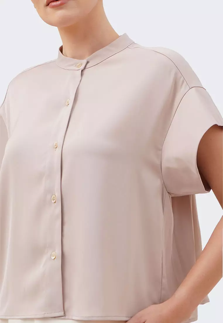 Women's Pleated Back Round Panel Shirt