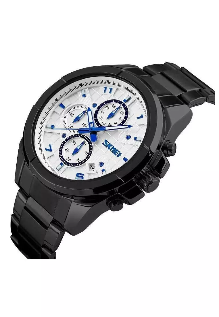 Jam Tangan Kasual Analog Pria Waterproof 50m Strap Tali Material Stainless Steel SP78 ORIGINAL