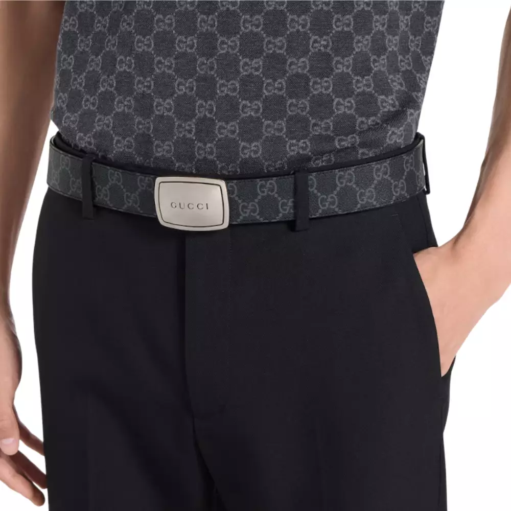 Belt with Plaque Buckle Black Supreme