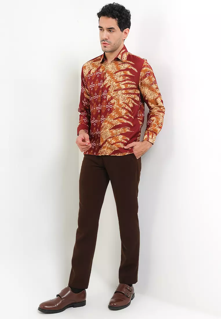 Songket Kemeja Batik Exclusive Premium Pria Casual Modern Lengan Panjang