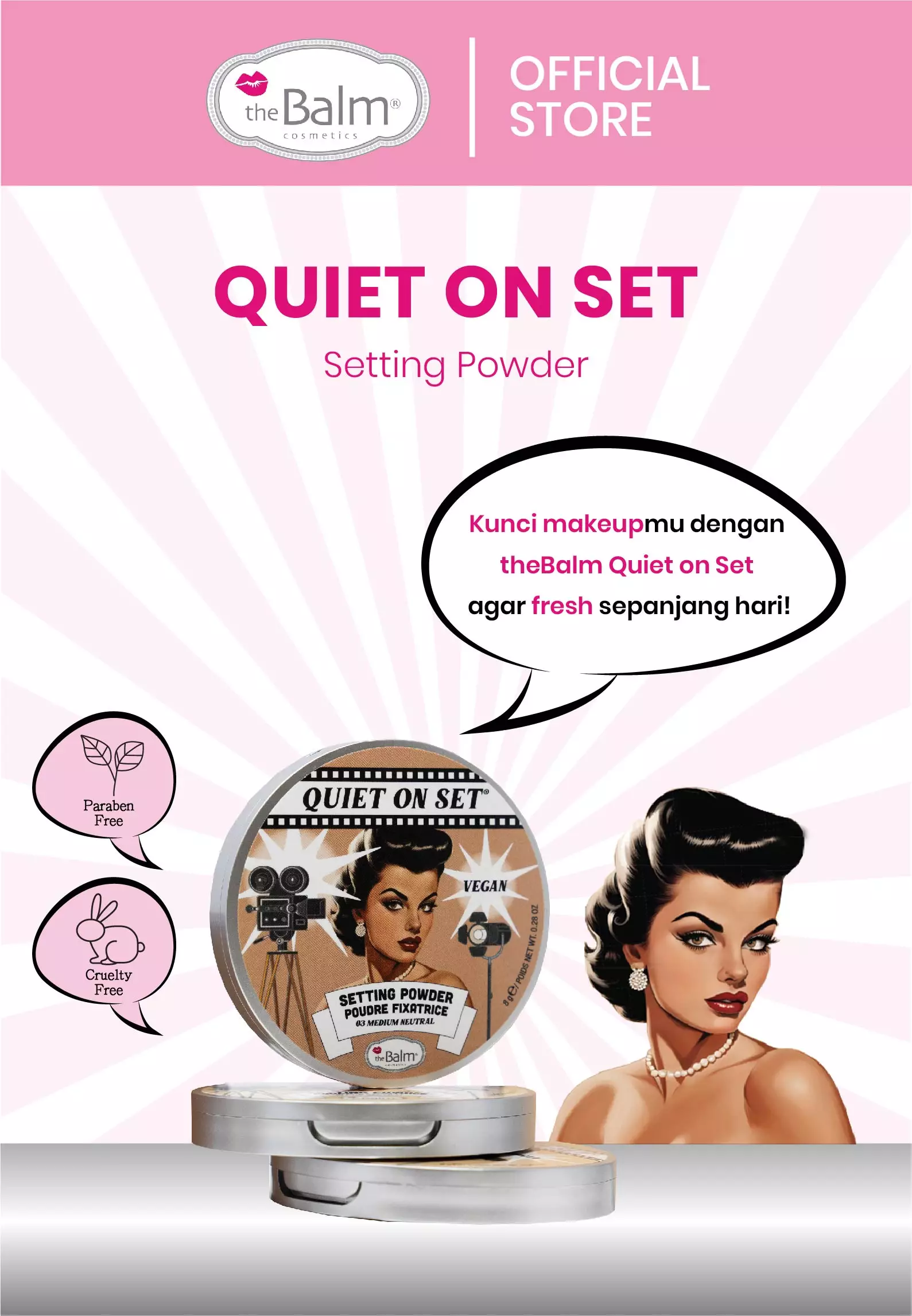 theBalm Quiet On Set Setting Powder - 03 Medium Neutral