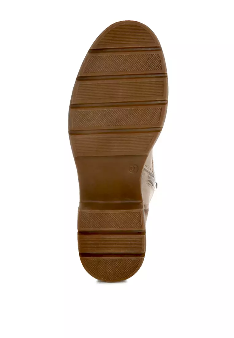 Lace Up High Ankle Boots in Taupe