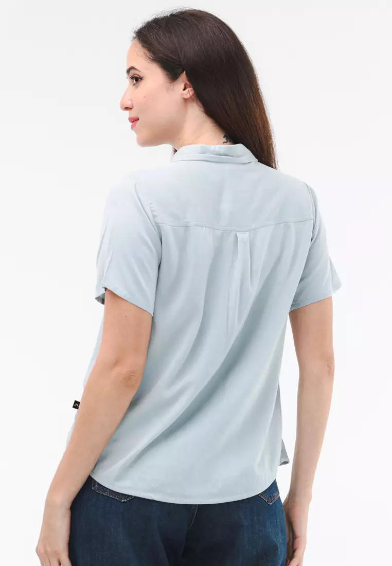 Plain Single Bold Twill Short Sleeve Blouse