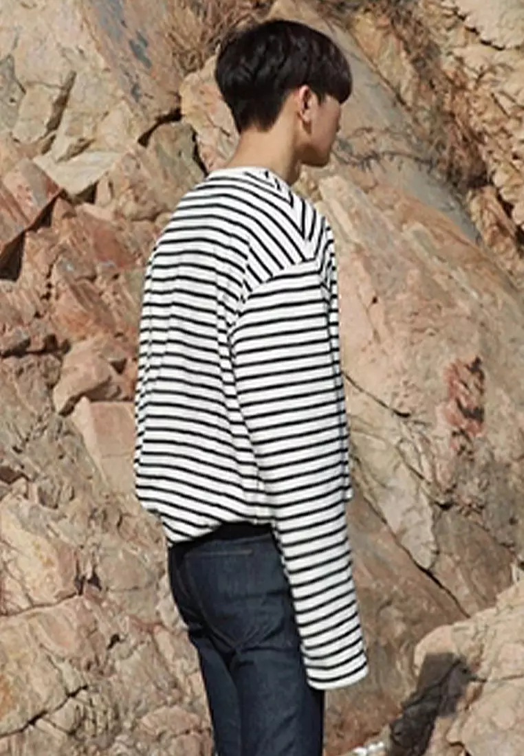 Long sleeved T-shirt casual stripe versatile base shirt CA091918
