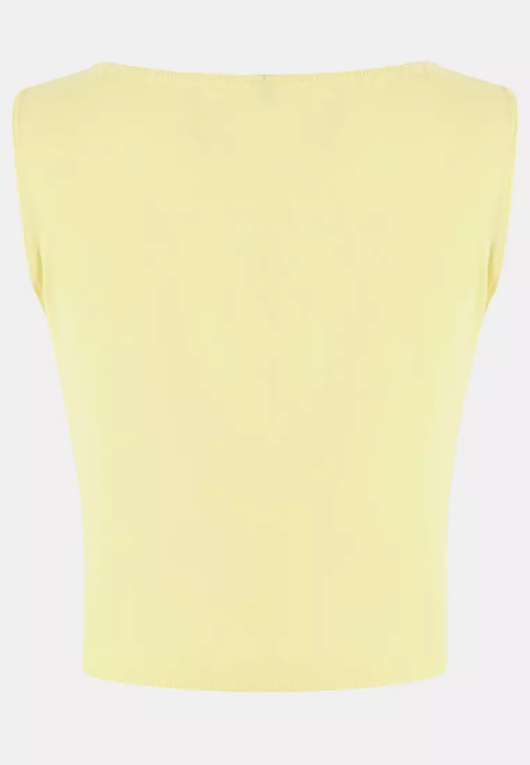 Fitted/Bodycon Boat Neck Sleeveless Crop Top
