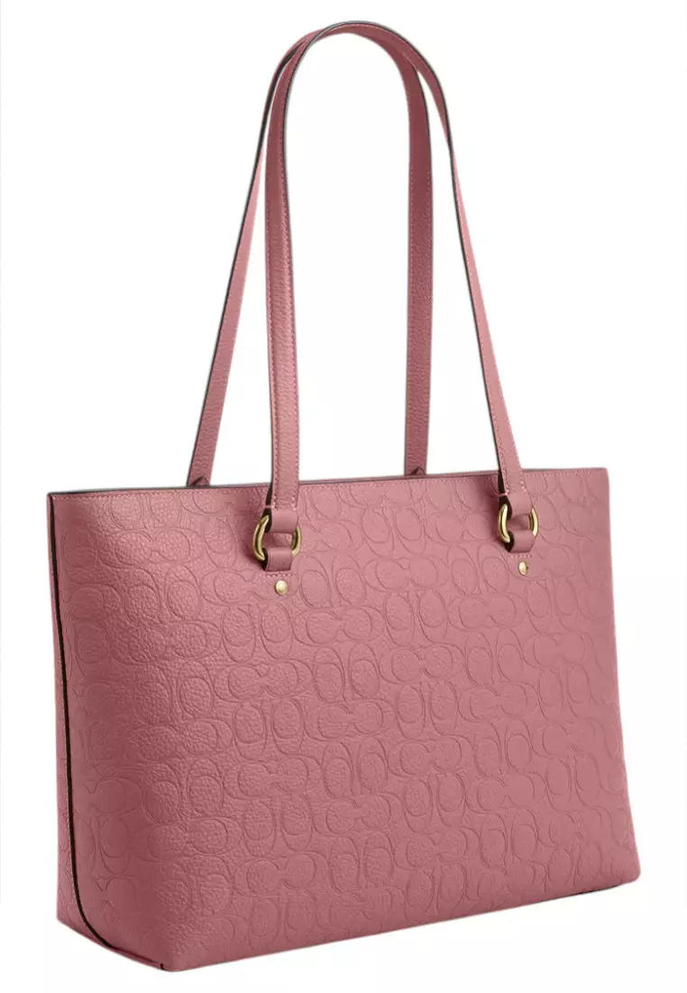 Station Tote Bag In Signature Leather - Peony
