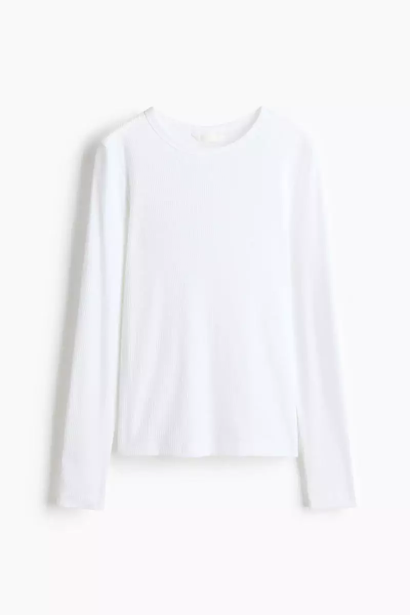 Ribbed cotton-blend top