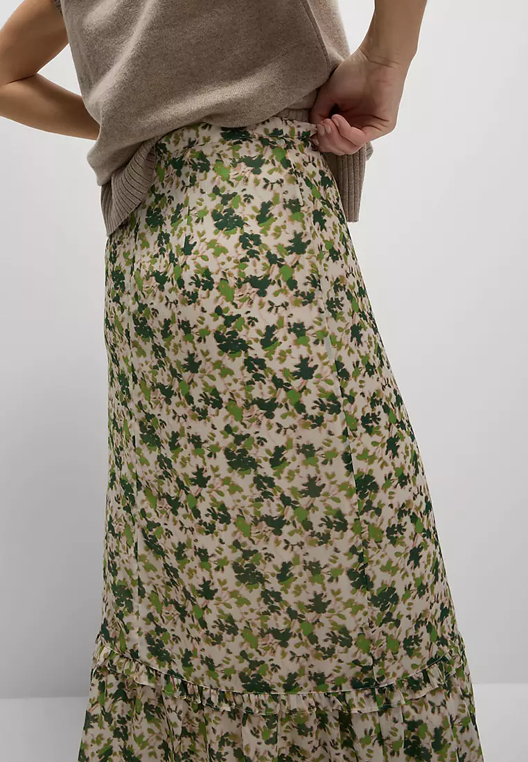 Chiffon Floral Midi Circle Skirt