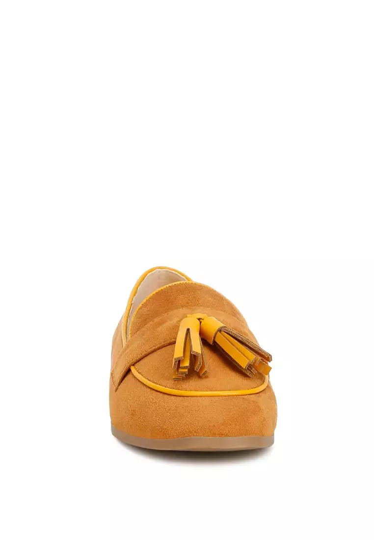 Micro Suede Tassel Loafers in Tan