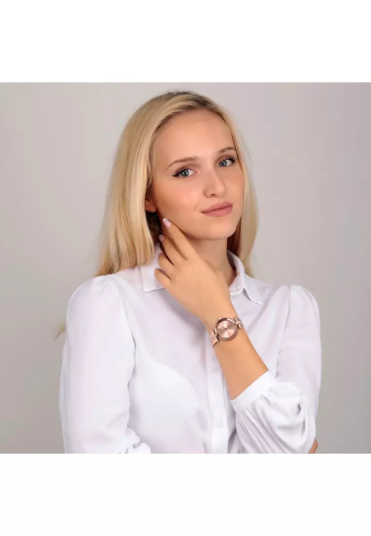 【2 Years Warranty】Trussardi T-Shiny 34mm Rose Gold Dial Rose Gold Stainless Steel Women's Quartz Watch R2453145509