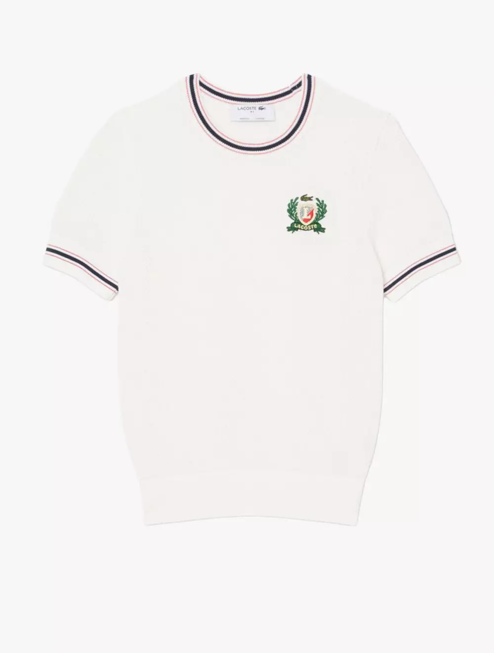 French Made Embroidered Shield Sweater - White