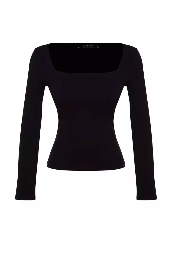 Square Neck Fitted Knit Top