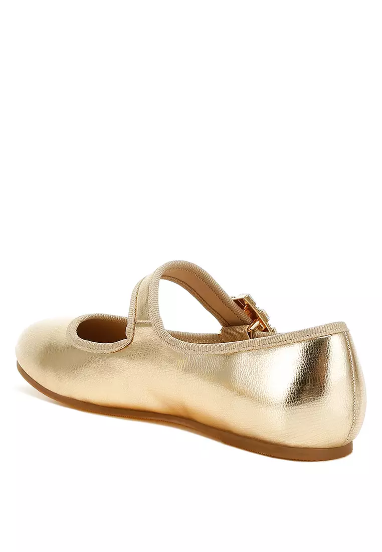 Buy Rag & CO. Brooch Mary Jane Sandals in Gold Online | ZALORA Malaysia