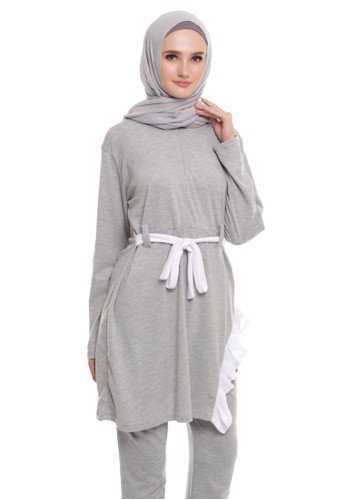 Sloping Lacy Tunic Light Gray