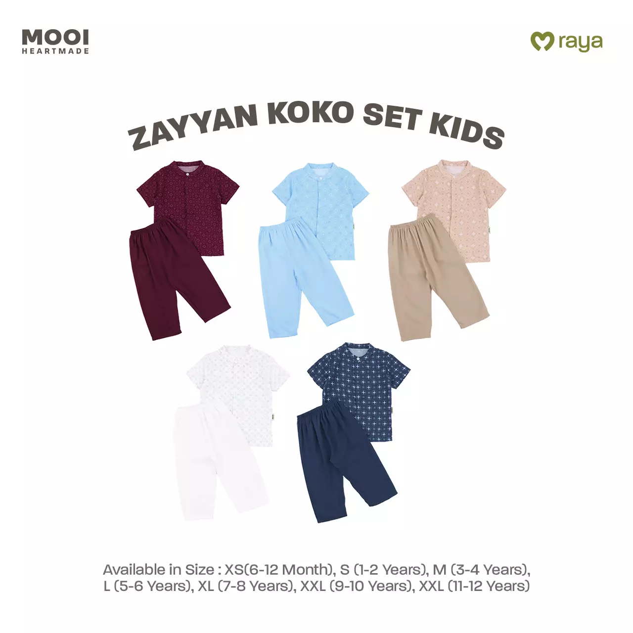 Mooi Zayyan Koko Set Setelan Koko Anak Raya Collection Sandya Series - Brown Beige