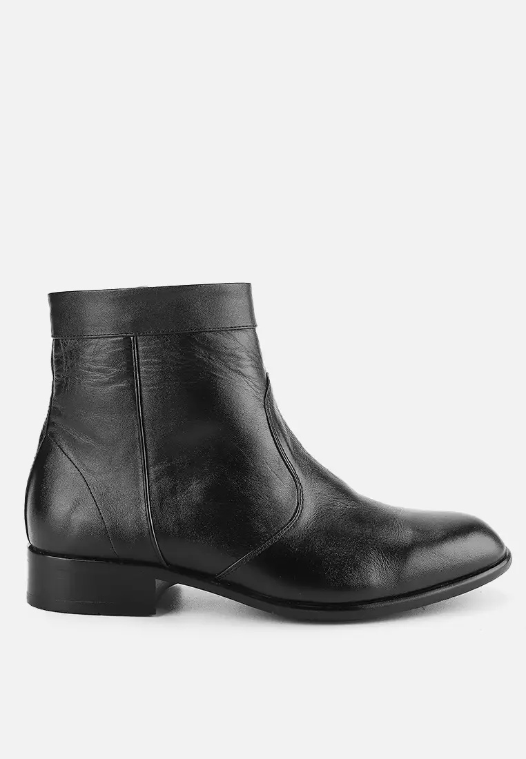 Jacob Sepatu Boots Pria Kulit Asli Seleting samping - Black