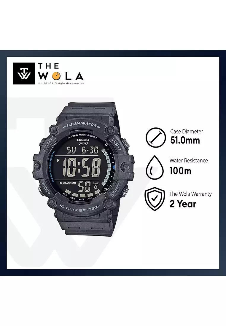 Men's Analog AE-1500WH-8BV Grey Resin Band Sport Watch