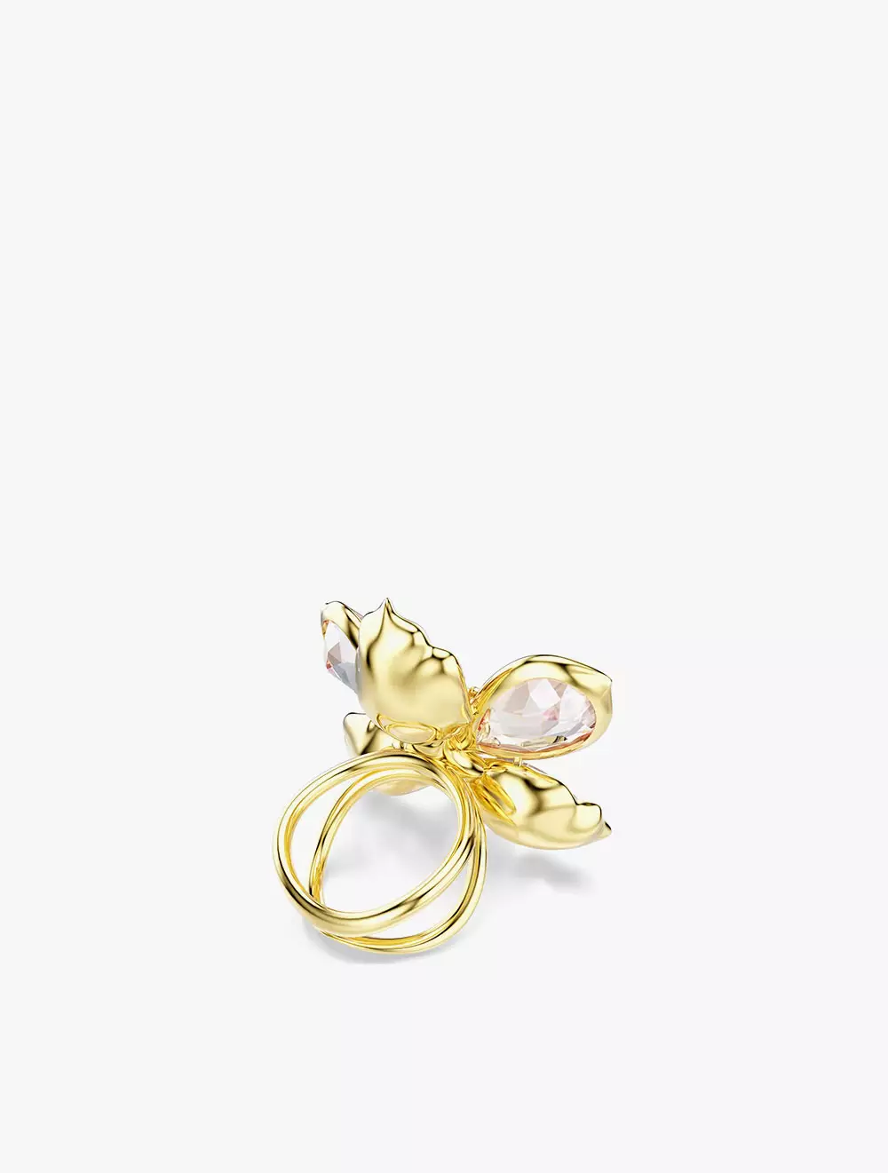 Idyllia Motif Ring, Mixed Cuts, Flower, Multicolored, Gold-Tone Plated