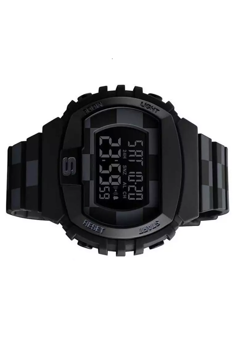 Jam Tangan Digital Sporty Pria Waterproof ABS PU Strap Transparent Resin PB67 ORIGINAL
