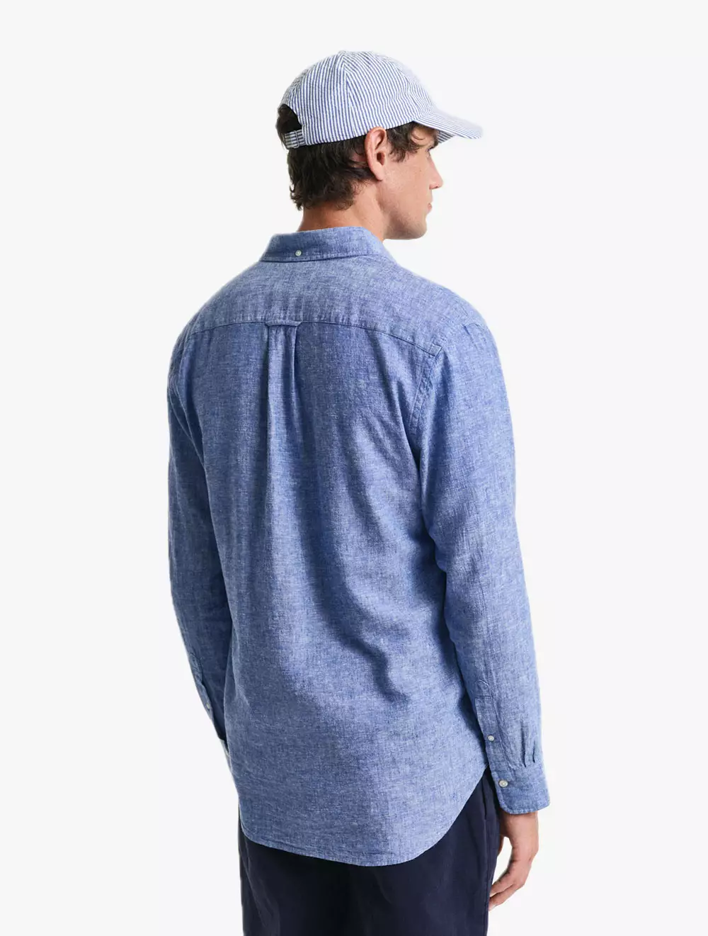 GANT - Pakaian Pria - Reg Cotton Linen Shirt - Rich Blue