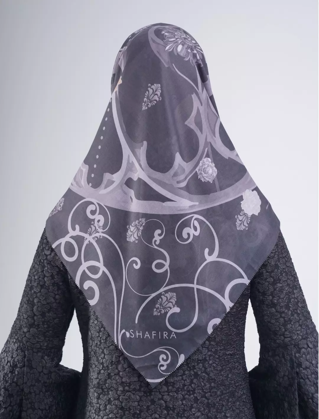 Florentine Printed Scarf Black | Hijab Kerudung Segi Empat Motif