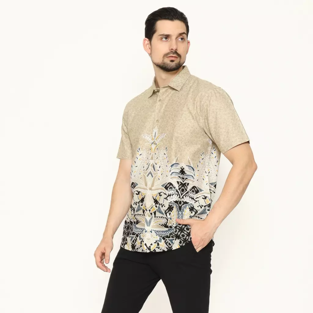 AMK Kemeja Batik Pria Lengan Pendek SHB Rafail S/S Khaki