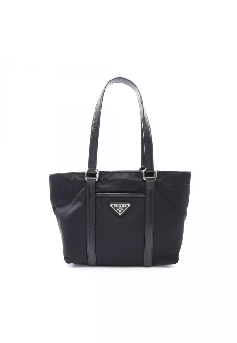 Prada Pre-Loved Prada prada logo plate Handbag tote bag Nylon 