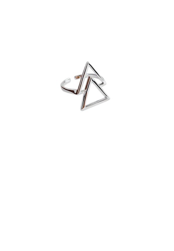 Glamorousky silver 925 Sterling Silver Simple Fashion Hollow Triangle Geometric Adjustable Opening Ring 60AB7AC39A7B0BGS_1