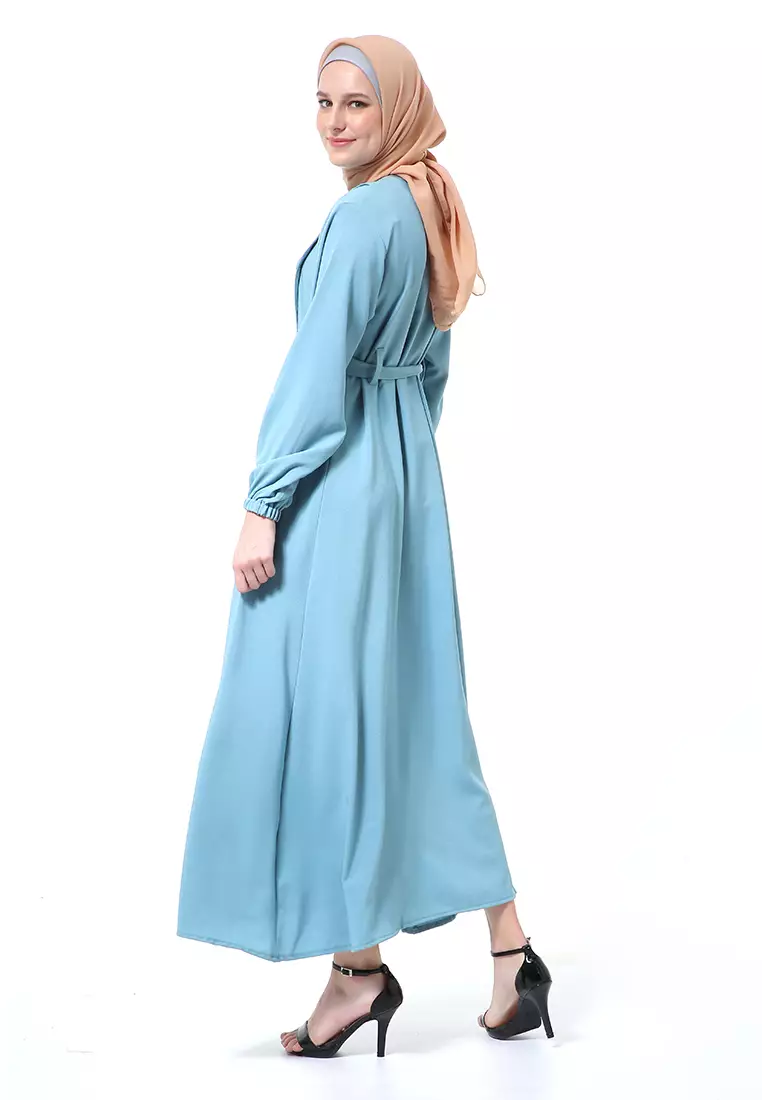 Nelly Gamis Dress Muslimah Wanita Long Sleeve Premium High Quality - Tosca