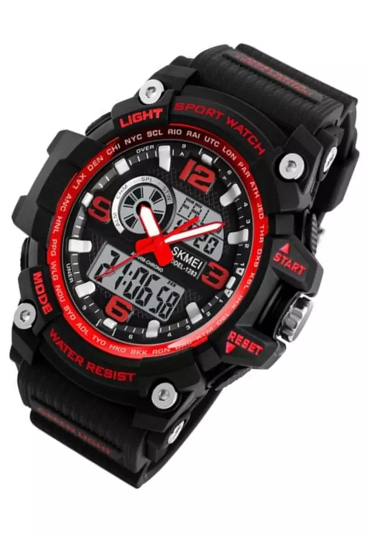 Jam Tangan Casual Digital Analog Pria LED Waterproof Strap Tali Material Silicone HG51 ORIGINAL