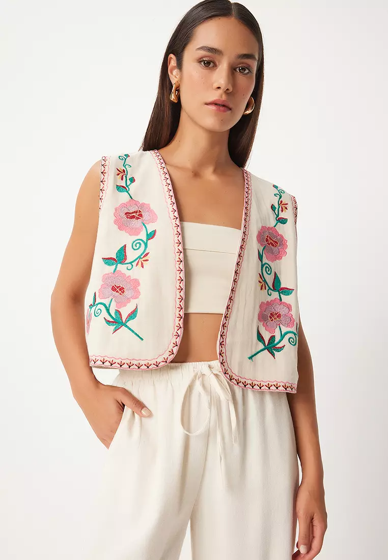 Floral Embroidery Vest