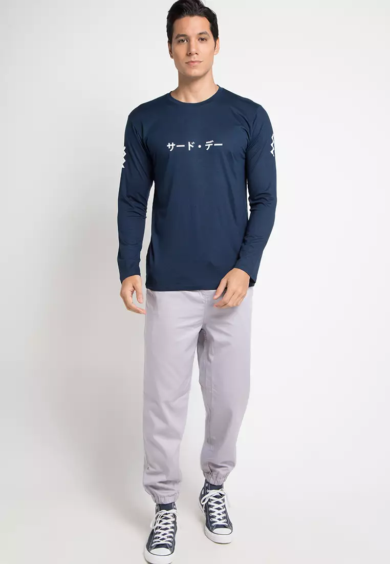 MTD83E ls katakana shortzigzag arm nv T-shirt Navy