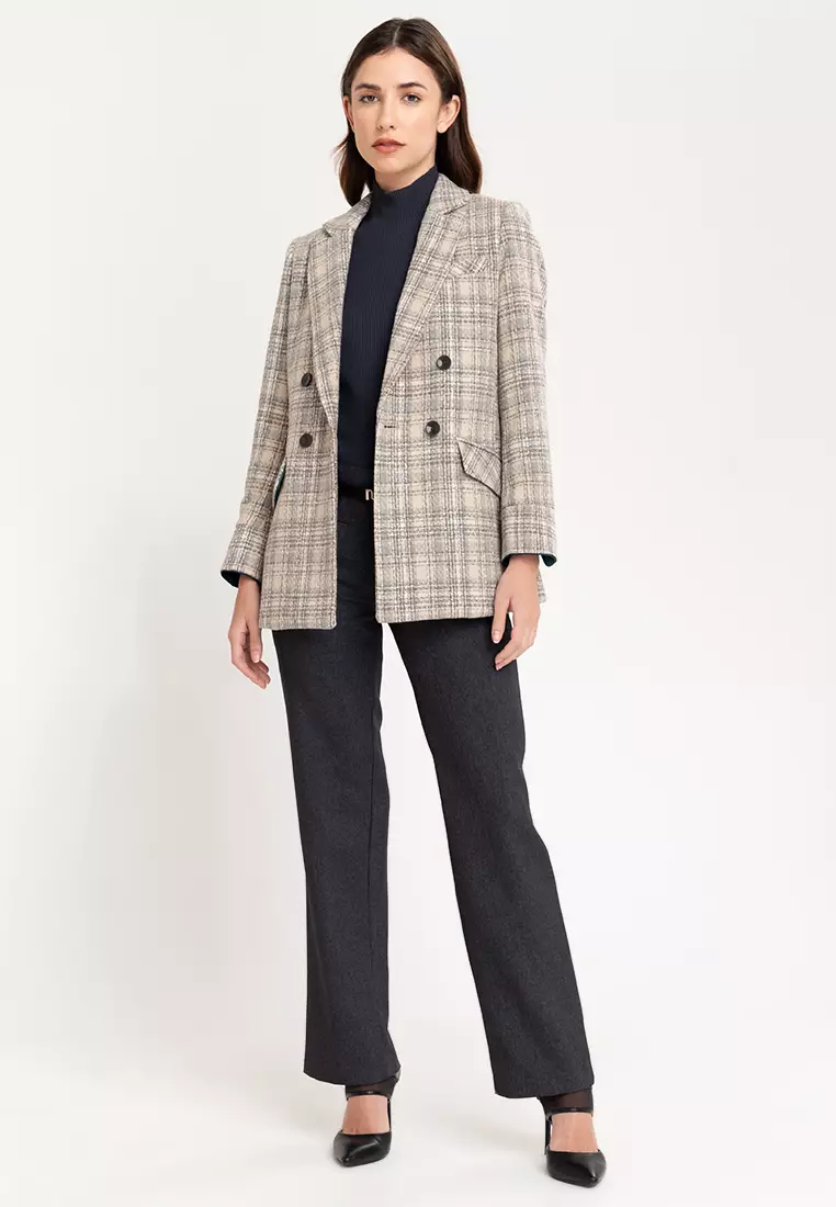 Buy Well Suited Woolen Plaid Coat 2024 Online | ZALORA Philippines