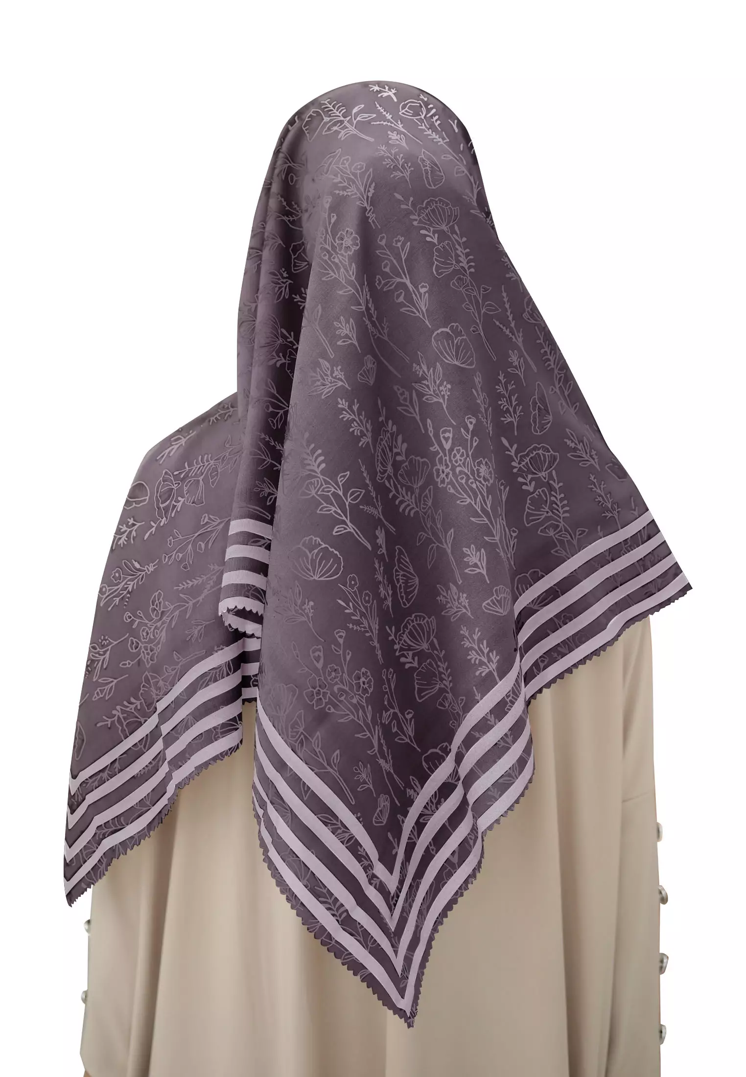 Cotton Bee - Rania Printed Scarf | Hijab Segiempat Motif 130x130 - Rum Purple